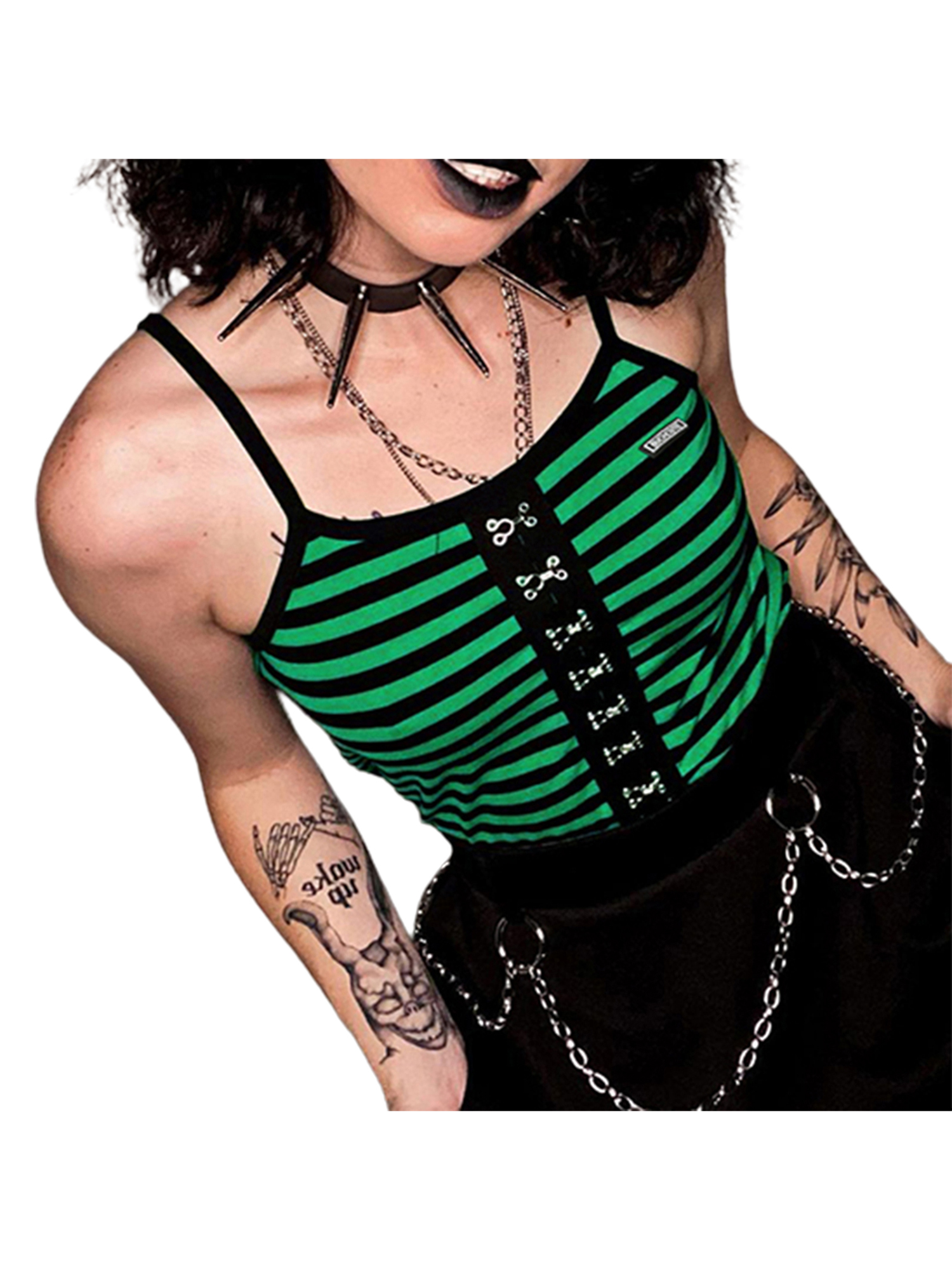 Womens Gothic Y2K Printed Tank Tops Girls Punk Grunge Slim Fit