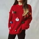 thumbnail image 2 of Gibobby Suéter de Punto Navideño Suéter de punto de manga larga con cuello redondo decorado con Papá Noel lindo para mujer(Rojo,XG), 2 of 5