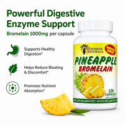 Sunshine Naturals Bromelain 1000mg Digestive Enzyme Supplement, Pineapple Enzyme, 100 Capsules, 1 Pack