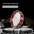 thumbnail image 4 of 10 Inch Handheld Tambourine Double Row Tambourine Drum Set Percussion Instrument Musical Educational Toy Instrument for Church Performance Kids Adults with Tuning Key Red, 4 of 7