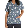 thumbnail image 3 of Dvkptbk Blouse Médicale pour Femmes Mode de Pâques T-Shirts Imprimés Col en V Manches Courtes avec Poches, 3 of 4