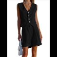 thumbnail image 3 of Conjuntos de Dos Piezas para Mujer, Verano 2025, Traje con Botones, Chaleco, Top, Pantalones Cortos de Cintura Alta, Atuendos Informales de Negocios Negro L, 3 of 6