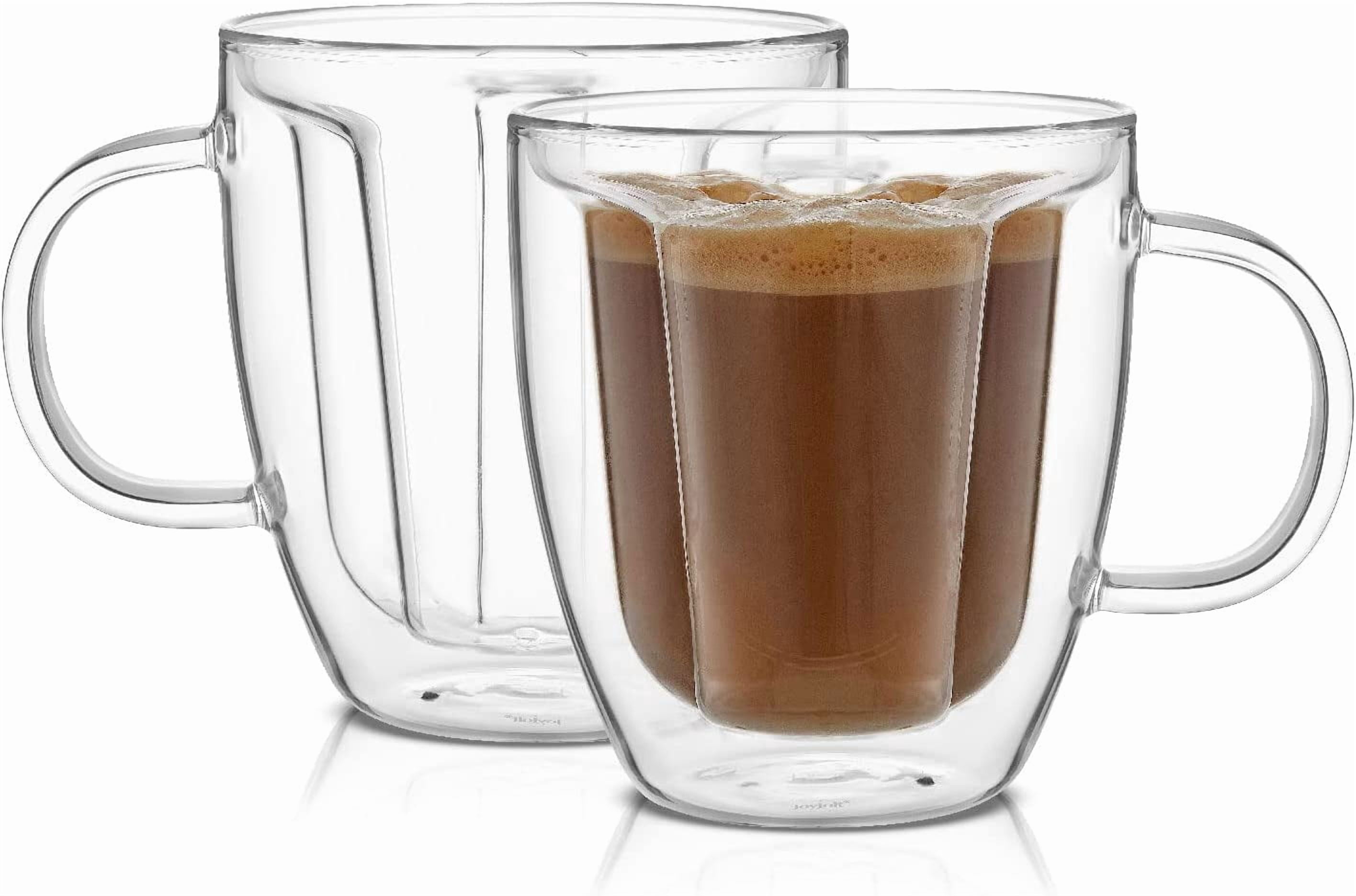 JoyJolt Disney Mickey Mouse 3D Espresso Cups - Set of 2 - 5.4 oz Double-Wall Insulated Glass Mugs
