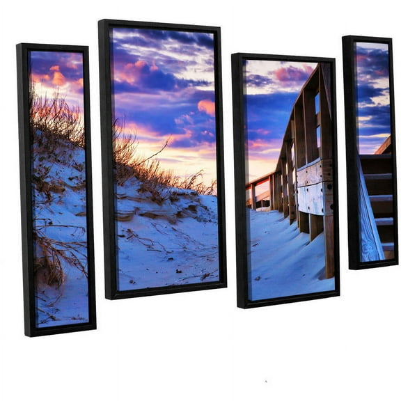 ArtWall Steve Ainsworth "Sunset at Ocracoke" 4-Piece Floater Framed Canvas Staggered Set