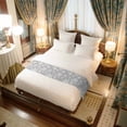 thumbnail image 6 of Bed Runner Scarf for Cal.King Size Bed, Grey Christmas Beds Scarf Throws for Foot of Bedding, Xmas Snowflake White Decorative Beds Runners for Bedroom Guestroom, 102"x20", 6 of 8