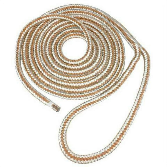SeaGrace Boat Dock Line | Double Braided 3/8 Inch x 20 FT Gold White