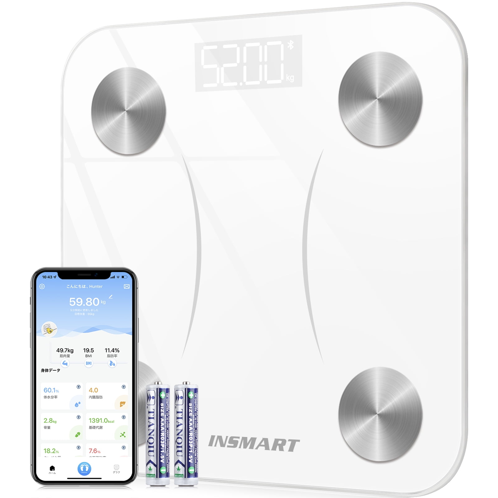 INSMART Scales for Body Weight,Bluetooth Smart Scale with App Track