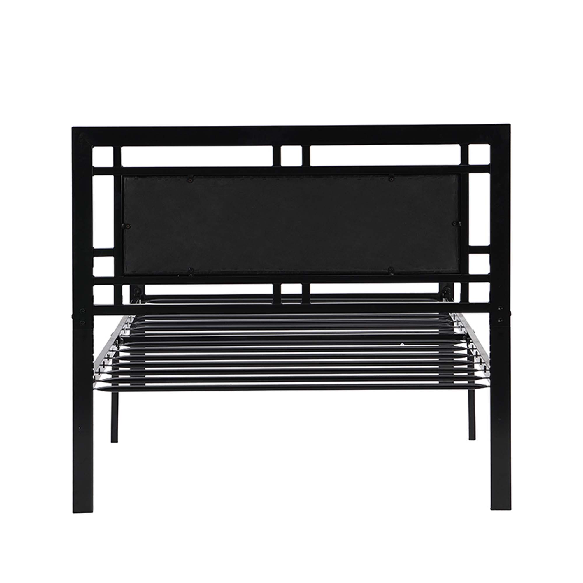 DEALTOPS Metal Platform Twin Bed Frames with Headboard Heavy Duty Steel Slat Support No Noise, Black