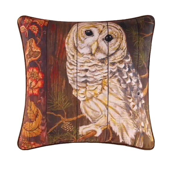 Owl Digital Print Throw Pillow, 18" x 18"