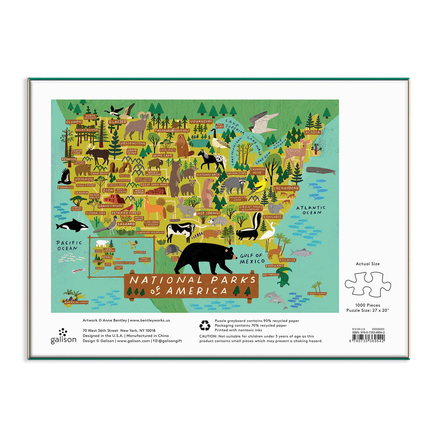 Galison National Parks Of STF9 America Puzzle, 1000 Pieces, Difficult ...