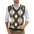 thumbnail image 2 of ZCFZJW Mens Argyle Knitwear Vest Plus Size V Neck Sleeveless Lightweight Slim Fit Pullover Knitted Sweater Casual Work Business Tank Tops Navy#03 XXXXL, 2 of 6