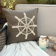 thumbnail image 3 of Pillow Case Zipper, Brown Throw Pillows Cover, 14"x14" Square Cotton Linen Beach Nautical Theme Pillow Cover, Bed, Brown Pillow Covers 14x14 inch (35x35 cm), Abstract - Sailboat Wheel, 3 of 10