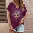 thumbnail image 2 of Trendfront Womens Tree Of Life Tops Graphic Print V Neck Casual Short Sleeve Loose Fit Tee Trendy Fashion T Shirts Pullover Daily Wear, 2 of 5