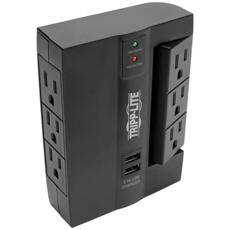 UPC: 0037332210944 | Tripp Lite SWIVEL6USB Protect It! 6-Outlet Surge Protector with 3 Rotatable Outlets & 2 USB Ports