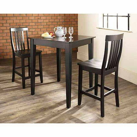 Crosley Furniture 3 Piece Pub Dining Set With Tapered Leg And School House Stools