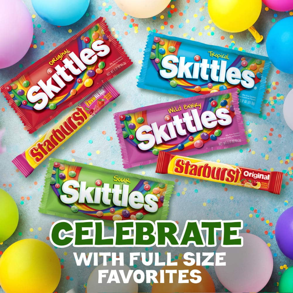 SKITTLES & STARBURST Candy Full Size Variety Mix 62.79-Ounce 30-Count Box