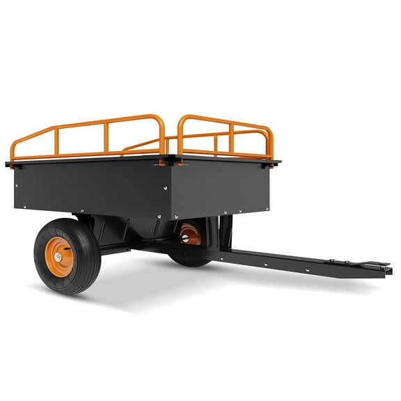 Ataucjin Heavy Duty ATV Trailer Steel Dump Cart, 750 LBS 15 Cubic Feet, Garden Utility with Removable Sides for Riding Lawn Mower Tractor