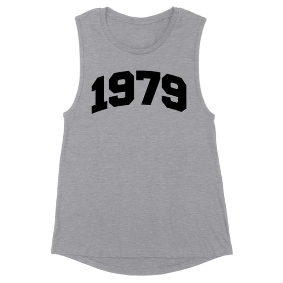1979 College Style Women's Muscle Tank Medium Heather Grey