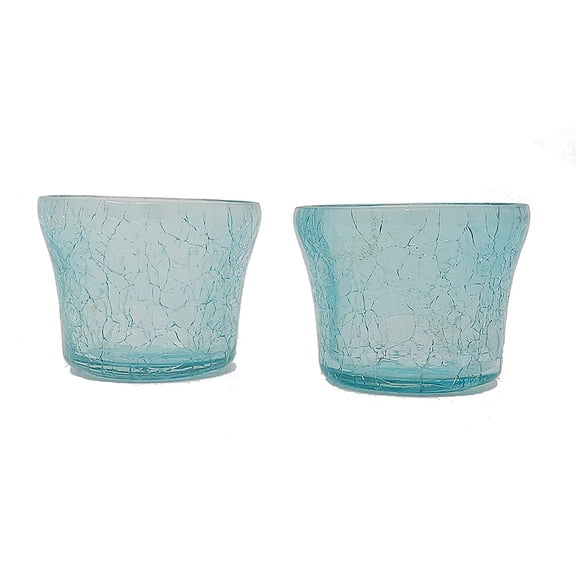Sky Blue Crackled Finish Set of 2 Tealight Votive Candle Holders Gift Evening Wedding Parties Home Decor Table Decoration by MystiqueDecors