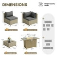 thumbnail image 6 of POTEBAN Outdoor Patio Furniture Set with Fire Pit Table, 8 Piece Outdoor Sectional Sofas, All-Weather Wicker Patio Conversation Set for Garden, Gray, 6 of 9