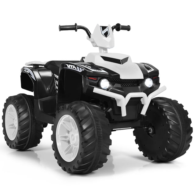 Costway 12V Kids 4-Wheeler ATV Quad Ride On Car w/ LED Lights Music USB White