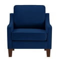 thumbnail image 2 of Sofa moderno de sillón con una sola asiento, piezas de madera, silla acolchada de terciopelo para salón, dormitorio, color azul marino, 2 of 5