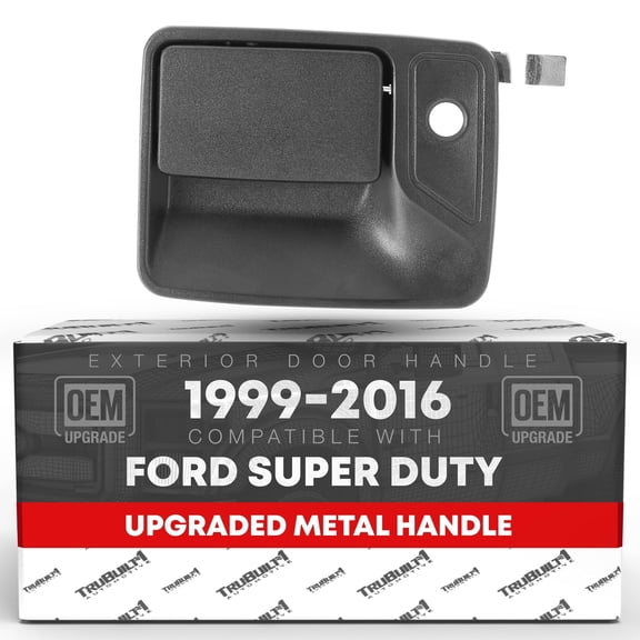 T1A Exterior Front Driver Door Handle Replacement, Upgraded Metal - Compatible with 1999-2016 Ford F-250 F-350 F-450 F-550 Super Duty - Textured Black with Keyhole - OEM 7C3Z-2522405