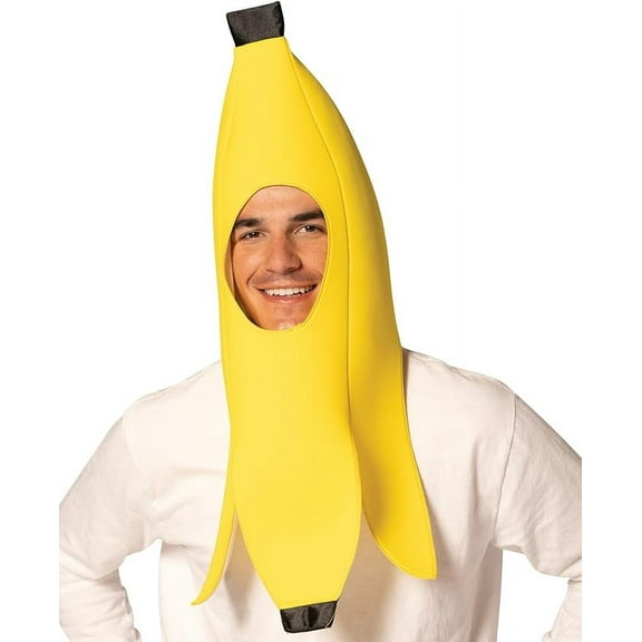 Rasta Imposta Banana Peel Headpiece Halloween Costume, Men and Women, Yellow, Adult One Size, R1354-OS