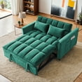 thumbnail image 2 of Resenkos Sleeper Sectional Sofa Flannel Couch Pull-Out Bed and Adjustable Backrest, Green, 2 of 10
