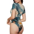 thumbnail image 2 of Xecao Mountain Lotus Serenity Pattern Women's Crew Neck Body Suit, Short-Sleeved Bodysuit and Basic Swimsuit,Both Comfort and Style for Dating and Daily life -, 2 of 7