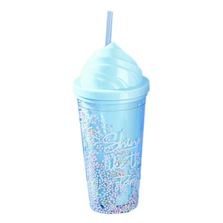 

550ml Drinking Cup Portable Lightweight Cute Reusable Iced Cold Drink Tea Mug with Straw for Summer
