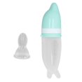 thumbnail image 1 of Ensemble biberon pour bébé, forme mignonne, cuillère en silicone de qualité alimentaire, biberon à presser pour nourrissons, vert, 1 of 4