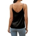 thumbnail image 4 of Xuanfei Women V Neck Solid Color Sleeveless Open Back Satin Tank Top, 4 of 5