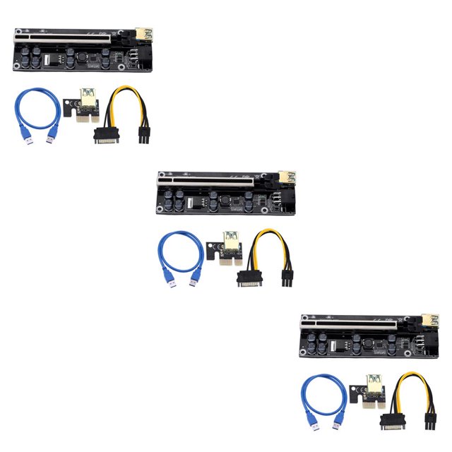 Langgg PCI-E 1x to 6x Powered USB 3.0 Extender Card Board Portable Desktop PC Mining Electronic Adapter Cable Equipment Type 4 3Set
