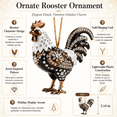 thumbnail image 3 of Desaam Rooster Christmas Tree Ornament, 3.14 in, Jewel-Like Details with Gold Hanging Cord, 3 of 6