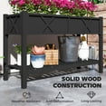 thumbnail image 6 of Outsunny Wooden Raised Planter Box, 47 x 22 x 31.5 in. Raised Flower Bed with Storage Shelf, Drainage Holes, and Liner, Black, 6 of 9