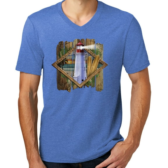 Manu Bay Surf Company SURF LIGHTHOUSE Surfer T-shirt, Extra-Small Heathered Royal