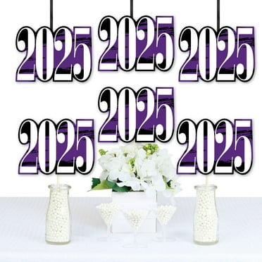 Big Dot of Happiness 2025 Purple Graduation Decorations - DIY Party Essentials - Set of 20