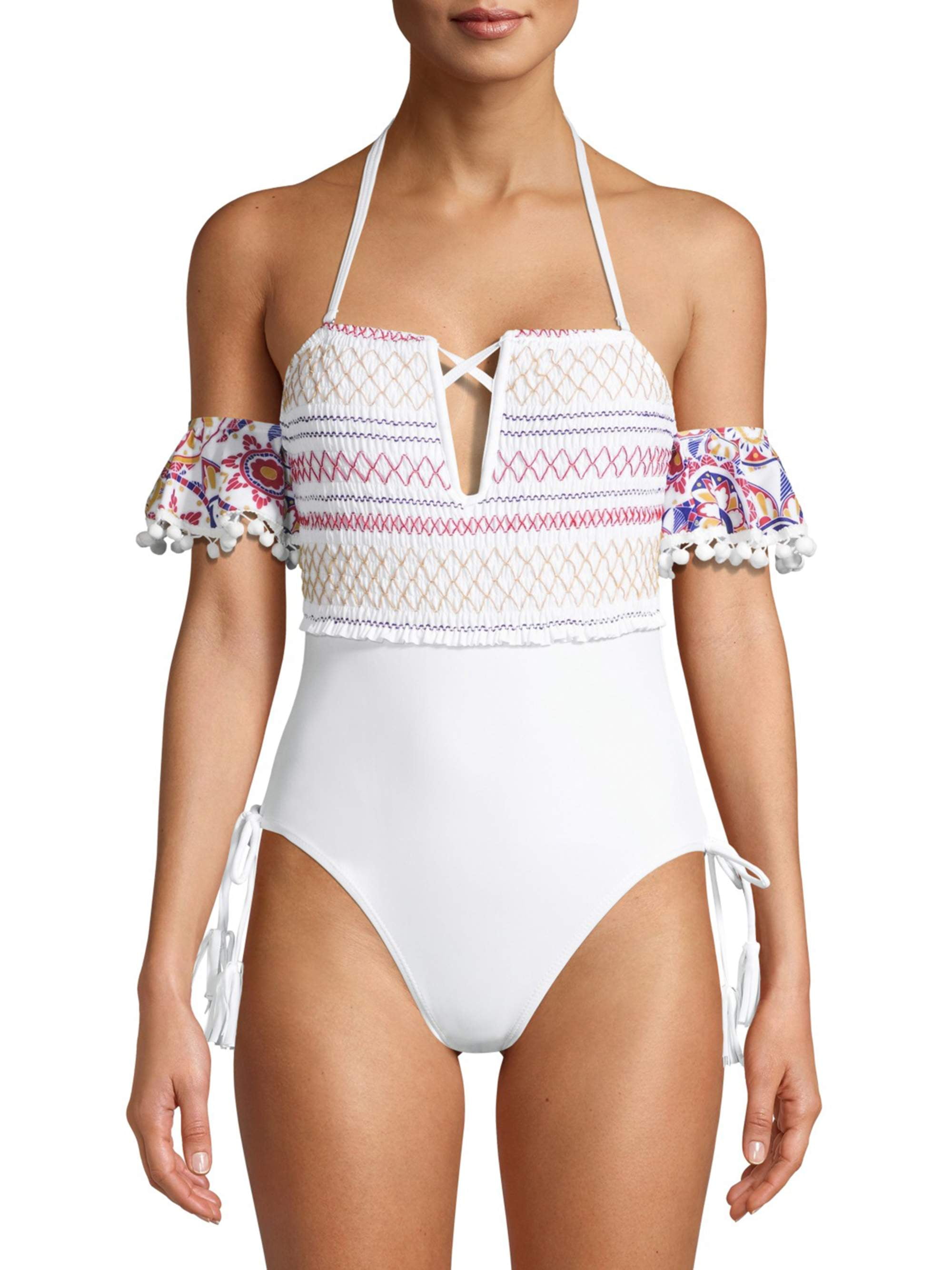 smocked one piece bathing suit
