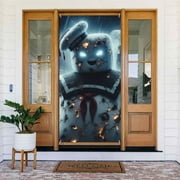 Ghostbusters Movie Stay Puft Door Cover Decorated Banner Tapestry Home Decoration Holiday Party Supplies Door Banner Porch Sign Banner 72.8 x 35.4 Inch