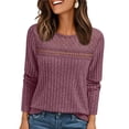 thumbnail image 3 of Camisa de Larga con Encaje para Mujer, Top de Otoño, Moda Elegante, Informal, Tipo Túnica, Suéter, Ropa de . Púrpura L, 3 of 8
