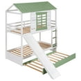 thumbnail image 6 of Harper & Bright Designs ModernHouse Pine Wood MDF Twin-over-Twin Tree House Bed with Guardrails White/Green, 6 of 22