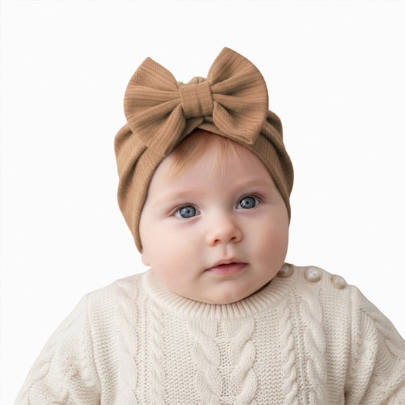 Splozh Newborn Hats for Boys Cute Hat Baby Girls Turban Hats with Bow Newborn Caps Bonnets Headwraps for Infants Toddlers Accessories,Coffee,One Size