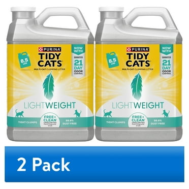 (2 pack) Purina Tidy Cats Lightweight Clumping Cat Litter, Unscented, Low Dust,24/7 Odor Control, 8.5 lb. Jug