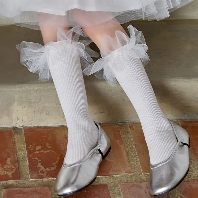 Kids Sock Girls Ruffle Socks Toddler Double Lace Frilly Dress Socks with Ruffles for and Everyday Wear