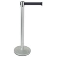 thumbnail image 1 of Set of 2, Retractable Stanchion Posts with Black Nylon Belt, 4-Way Adapter to Set Up Various Configurations, 41.5"h Crowd Control Poles - Silver Aluminum (RCCALSLV02), 1 of 1