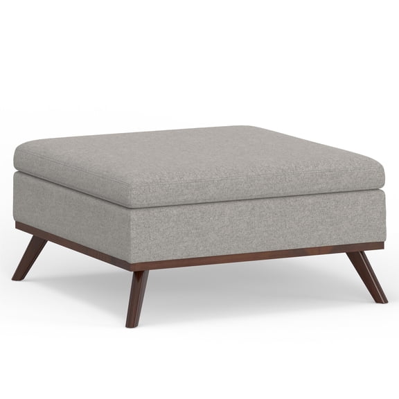 Owen 36 in. W Square Coffee Table Storage Ottoman in Cloud Gray Polyester Fabric
