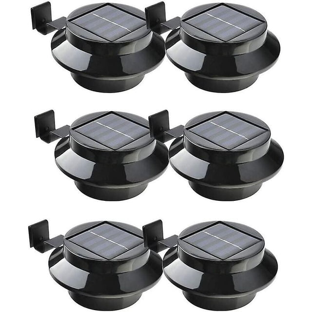6 Pack Solar Powered LED Gutter Lights, Fence, Roof, Gutter, Garden, Yard, Wall, Black