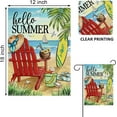 thumbnail image 2 of Hello Summer Beach Red Chair Decorative Garden Flag, Tropical Hawaii Palm Leaves Coastal Yard Outside Decorations, Nautical Surfboard Hat Outdoor Small Home Decor Double Sided 12 x 18, 2 of 6