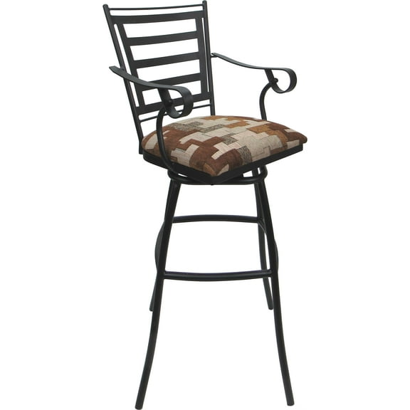 Aluminum Outdoor Indoor Bar Stool 30" Seat Jenna Arms - Terracotta Fabric - Gray